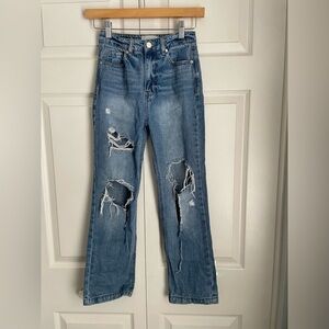 Habitual Blue Distressed Straight Leg Jeans